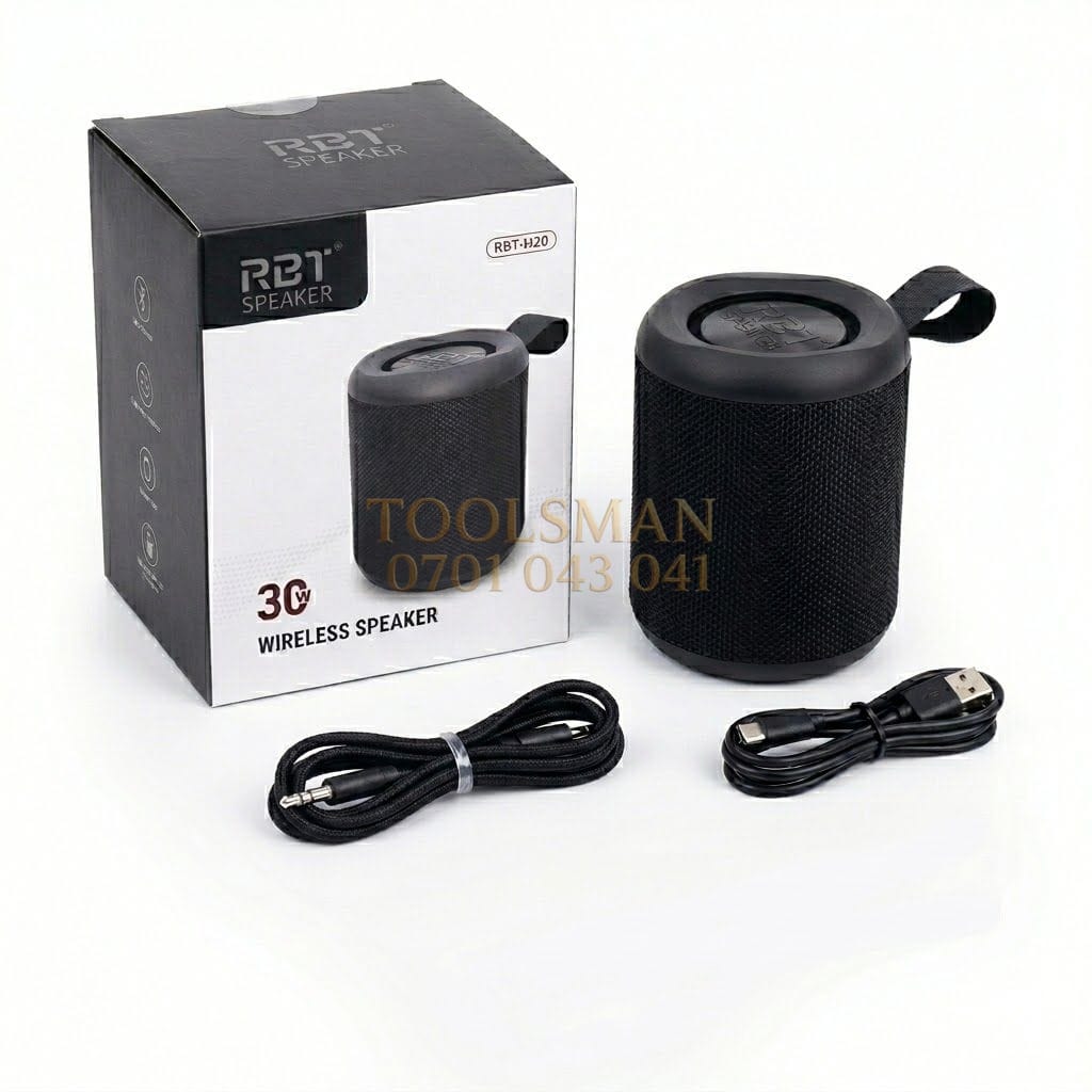 generic RBT H20 30W Portable Wireless Bluetooth Bass Speaker.3.5mm Aux Jack, USB, TF Card — bluetooth portable speakers, available in Nairobi