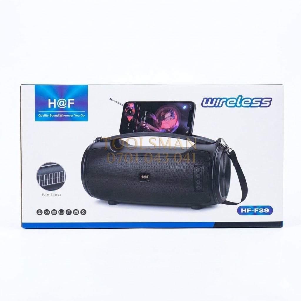 generic H@F HF-F39 Solar Wireless Speaker with FM Radio & Phone Holder — bluetooth portable speakers, available in Nairobi