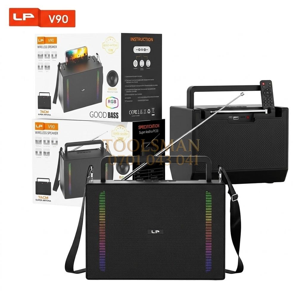 generic LP V90 Portable Bluetooth Speaker: 10W Super Antenna FM Bass Woofer — bluetooth portable speakers, available in Nairobi