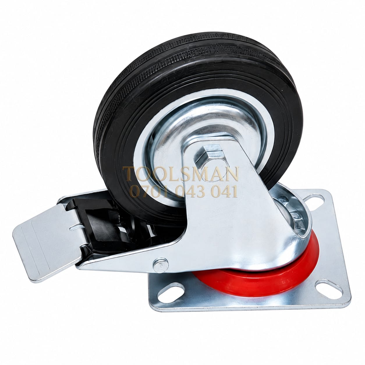 4-inch industrial rubber swivel caster wheel with foot brake