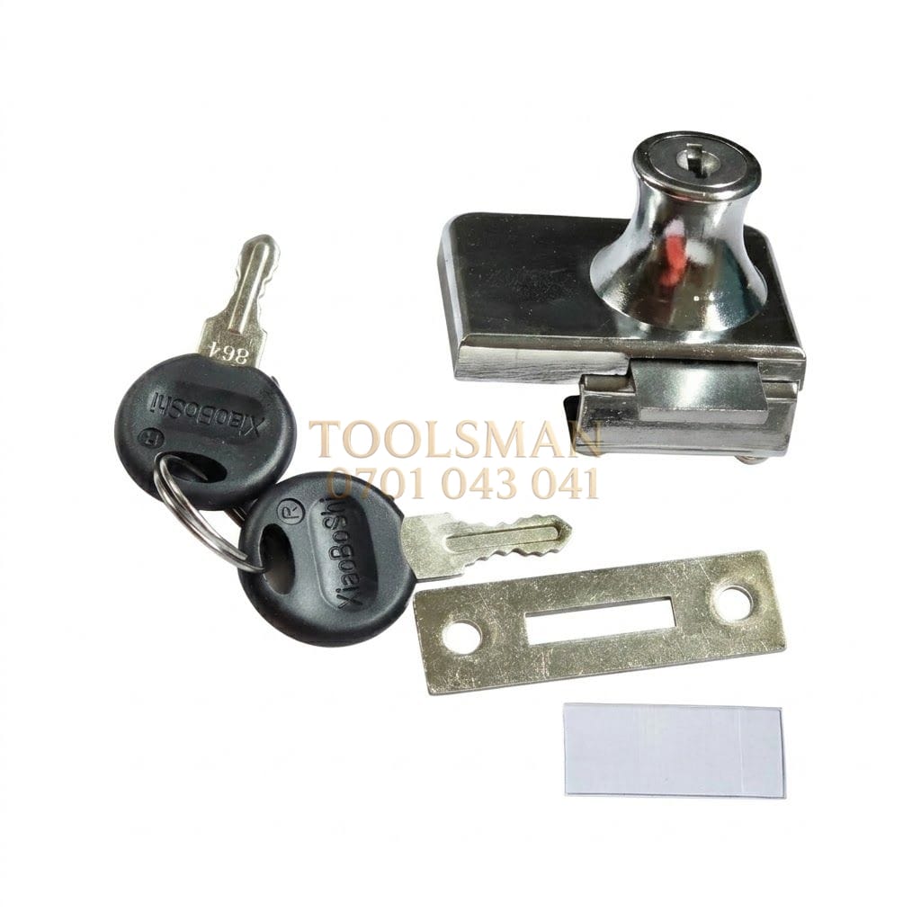 Stainless steel clamp-on lock for frameless glass door